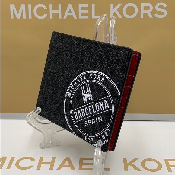 MICHAEL KORS COOPER BIFOLD BLACK/SCARLET - Picture 12 of 16